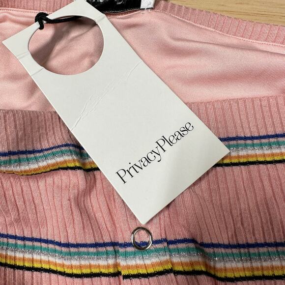 Privacy Please NWT Hopewell Metallic Pink Striped Mini Skirt Size S Rib Knit - Picture 7 of 11